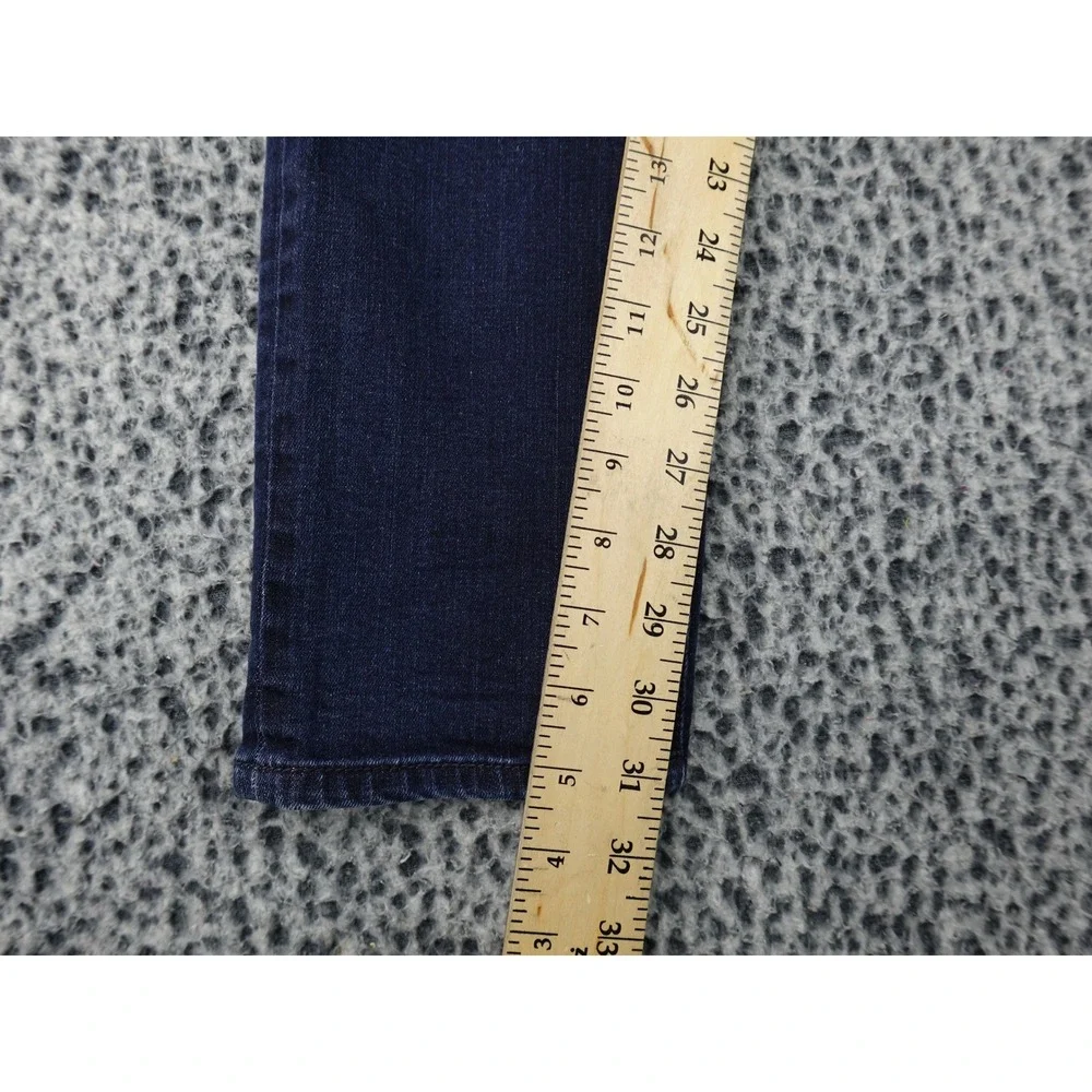 Tory Burch Skinny Jeans Womens 29 Dark Blue Embroidered Logo Back Pockets